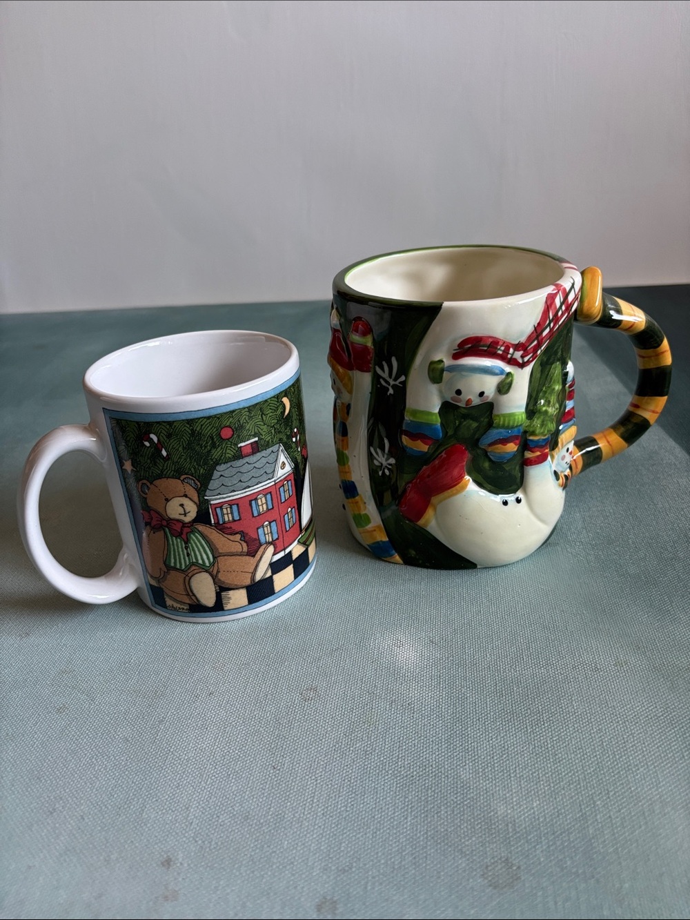 Vintage 90s Susan Winget Christmas Mugs 16 oz.